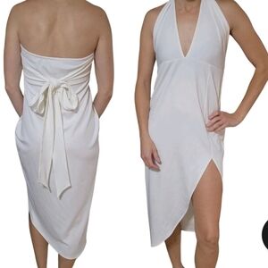 NWT House of Harlow 1960 Revolve White Halter Asymetrical Dress Sz Medium
